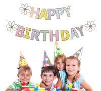 Bannière florale pour l'intérieur - Bannière de fleurs « Happy Birthday »