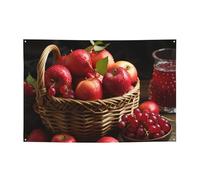 Bannière fruits rouges dans un panier - Décoration de fête - Drapeau pour fête d'anniversaire - Photographie - Bannières et panneaux - Décoration murale - Bannière de fête - 180 x 119 cm