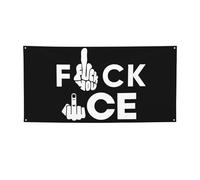 Bannière « Fuck Ice » 120 x 180 cm - Soutien aux immigrants - Make America Great Again - Drapeau avec 4 œillets métalliques