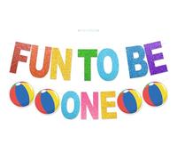 Bannière Fun To Be One - NO -DIY Paillettes It's Fun To Be One Décorations de fête d'anniversaire pour fête d'anniversaire sur le thème du bal de plage 1er anniversaire Fournitures de décoration