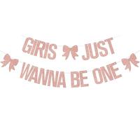 Bannière « Girls Just Wanna Be One » - Décoration de fête d'anniversaire pour 1er anniversaire - Fournitures de fête prénatale - Or rose