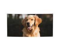 Bannière Golden Retriever avec drapeau imprimé pour intérieur et extérieur - Bannières et panneaux de fête personnalisés - Toile de fond pour photo - Toile de fond pour entreprise, remise de diplôme
