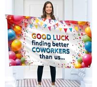 Bannière « Good Luck Finding Better Coworkers Than Us » - Bannière amusante pour retraite - Décorations de retraite - 1,5 x 0,9 m (blanc)