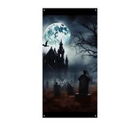 Bannière gothique Happy Halloween 90 x 180 cm - Bannières de fête saisonnières - Panneau de bienvenue vertical - Décoration de porte à suspendre pour porche, entrée, jardin