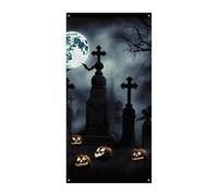 Bannière gothique Happy Halloween 90 x 180 cm - Bannières de fête saisonnières - Panneau de bienvenue vertical - Décoration de porte à suspendre pour porche, entrée, jardin