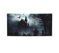 Bannière gothique « Happy Halloween » pour extérieur et intérieur - Toile de fond d'anniversaire - Fournitures de décoration de fête - Fond photo avec œillets - Bannière murale personnalisée