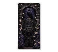 Bannière gothique vintage pour porte de jardin de minuit, décoration florale élégante pour fête d'Halloween, décoration d'intérieur et d'extérieur, 91,4 x 183 cm