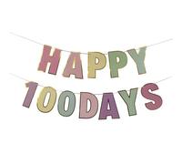 Bannière « Happy 100 Days » - Bannière « Happy 100 Days » - Décoration de fête à thème des 100 jours - Bannière de lettres colorées pour bébé (macaron 100 jours)