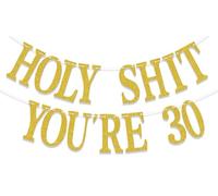 Bannière « Happy 30th Birthday », bannière « Holy Shit You're 30 », bannière 30 et fabuleuse, bannière amusante pour 30e anniversaire de mariage - Fournitures de décoration de fête d'anniversaire -