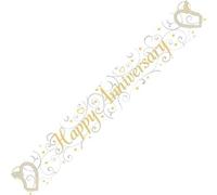 Bannière Happy Anniversary Party avec cœurs dorés pour mariage