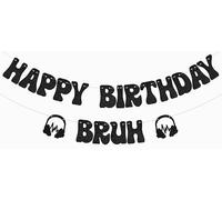 Bannière « Happy Birthday Bruh It's My Birthday » - Décoration d'anniversaire pour adolescent garçon - Noir pailleté