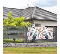 Bannière « Happy Birthday » - Décoration de fête - Drapeau de bienvenue à suspendre - Attrape-rêves et bannière d'oiseaux - Grande bannière pour clôture extérieure, jardin, vacances, toile de fond