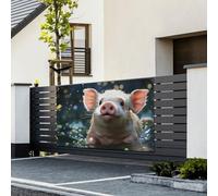 Bannière « Happy Birthday » - Décoration de fête - Drapeau de bienvenue à suspendre - Bannière de cochon de natation - Grande bannière pour extérieur, clôture, jardin, vacances, toile de fond Happy