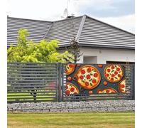 Bannière « Happy Birthday » - Décoration de fête - Drapeau de bienvenue à suspendre - Bannière de nourriture pour pizza - Grande bannière pour extérieur, clôture, jardin, vacances, toile de fond Happy