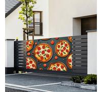 Bannière « Happy Birthday » - Décoration de fête - Drapeau de bienvenue à suspendre - Bannière de nourriture pour pizza - Grande bannière pour extérieur, clôture, jardin, vacances, toile de fond Happy
