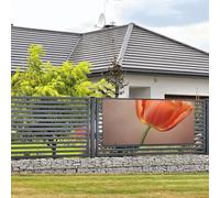 Bannière « Happy Birthday » - Décoration de fête - Drapeau de bienvenue à suspendre - Bannière tulipe orange - Grande bannière pour clôture extérieure, jardin, vacances, toile de fond Happy Birthday