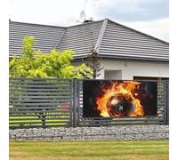 Bannière « Happy Birthday » - Décoration de fête - Drapeau de bienvenue à suspendre - Boule de billard sur le feu - Grande bannière pour clôture extérieure, jardin, vacances, toile de fond Happy