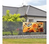 Bannière « Happy Birthday » - Décoration de fête - Drapeau de bienvenue à suspendre - Joli tournesol et papillon - Grande bannière pour clôture extérieure, jardin, vacances, toile de fond Happy