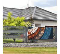 Bannière « Happy Birthday » - Décoration de fête - Drapeau de bienvenue à suspendre - Motifs en spirale et courbes - Grande bannière pour clôture extérieure, jardin, vacances, toile de fond Happy