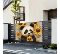 Bannière « Happy Birthday » - Décoration de fête - Drapeau de bienvenue à suspendre - Panda mignon - Tournesol - Grande bannière pour clôture extérieure, jardin, vacances, toile de fond Happy Birthday