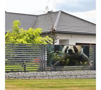 Bannière « Happy Birthday » - Décoration de fête - Drapeau de bienvenue à suspendre - Panda sous la pluie - Bannière pour extérieur, clôture, jardin, vacances, toile de fond Happy Birthday - M