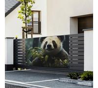 Bannière « Happy Birthday » - Décoration de fête - Drapeau de bienvenue à suspendre - Panda sous la pluie - Bannière pour extérieur, clôture, jardin, vacances, toile de fond Happy Birthday - 180 x 120