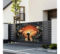 Bannière « Happy Birthday » - Décoration de fête - Drapeau de bienvenue à suspendre - Personnes dansant dans l'eau - Grande bannière pour les vacances en plein air - Décorations d'anniversaire - 180 x