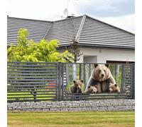 Bannière « Happy Birthday » - Décoration de fête - Toile de fond de bienvenue à suspendre - Drapeau mère ours oursons - Grande bannière pour clôture extérieure, jardin, vacances, toile de fond Happy