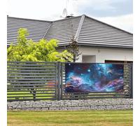 Bannière « Happy Birthday » - Décoration de fête - Toile de fond de bienvenue à suspendre - Univers galaxie - Bannière pour extérieur, clôture, jardin, vacances, toile de fond Happy Birthday - S