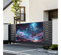 Bannière « Happy Birthday » - Décoration de fête - Toile de fond de bienvenue à suspendre - Univers galaxie - Bannière pour extérieur, clôture, jardin, vacances, toile de fond Happy Birthday - 180 x