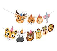 Bannière « Happy Birthday » - Motif animaux de la jungle - Banderole d'anniversaire pour fête de zoo sauvage, carnaval, décoration de fête