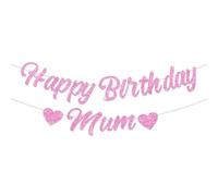 Bannière « Happy Birthday Mum » en or rose pour décoration de fête de mère, grand-mère, meilleure maman