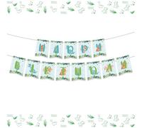 Bannière Happy Birthday, Vert Joyeux Anniversaire Bannière, Dinosaure d'anniversaire Drapeau, 15Pcs Lettre Personnalisée Banderole Guirlande pour Décorations de Fête D'anniversaire Filles Garçons
