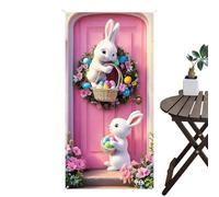 Bannière « Happy Easter » - 89 x 178 cm - Jolie toile de imperméable - Bannière de porte d'entrée « Happy Easter » pour intérieur ou extérieur, maison, ferme, entrée, célébration, fête de