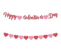 Bannière Happy Galentine's Day, Pré-Assemblée Rouge Rose Bannière Guirlande Cœur Décorations de Galentines Décoration de Fête de Galentines Décoration Saint-Valentin pour Filles et Femmes
