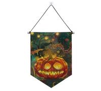 Bannière Happy Halloween Crazy Pumpkin Lights à suspendre avec tige télescopique bannière drapeau bannières et décorations pour festival et jour spécial