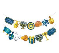 Bannière Happy Hanukkah Décorations Hanukkah Chanukah Guirlande de Hanukkah Toile de Fond Signe de Porte Accessoires de Photo Bienvenue Bleus Décoration de Fête de Judaïsme Juif