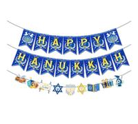 Bannière « Happy Hanukkah », lettre de Hanouka, motif menorah, festival des lumières, décoration du Nouvel An juif pour Hanoukka