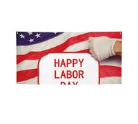 Bannière « Happy Labor Day » pour extérieur et intérieur - Toile de fond d'anniversaire - Fournitures de fête - Fond photo avec œillets - Bannière murale personnalisée