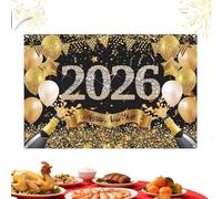 Bannière « Happy New Year » | Grand poster en tissu - Décorations de réveillon du Nouvel An 2026, fournitures de fête, maison, salon, garage, cour, porche, école, bureau, ferme, cabine photo