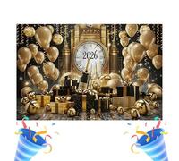 Bannière Happy New Year, toile de dorée 2026 de 2,1 x 1,5 m, décoration murale du Nouvel An pour une utilisation intérieure et extérieure, célébration de fête pour les détails, maison, bureau, éc