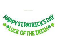 Bannière « Happy St Patrick's Day Luck of the Lrish » - Décoration de la Saint-Patrick sans paillettes pour tableau d'affichage, maison, bureau, décoration irlandaise