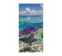 Bannière Hawaï avec tortue de mer violette - 90 x 180 cm - Bannières de fête - Panneau de bienvenue saisonnier - Décoration verticale à suspendre pour porche, entrée, jardin