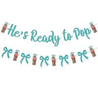 Bannière He's Ready to Pop - Décoration My Little Soda Pop Boy, décorations de fête prénatale pour garçons - Bleu pailleté