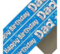 Bannière holographique bleue de 2,7 m avec inscription « Happy Birthday Dad »