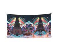 Bannière holographique imprimée de créatures - 177,8 x 88,9 cm - Bannière de fête de Noël - 180 x 90 cm