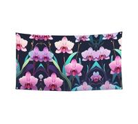 Bannière holographique imprimée orchidée à suspendre - 177,8 x 88,9 cm - Bannière de fête de vacances de Noël - 180 x 90 cm