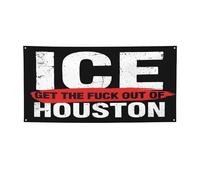Bannière « ICE Out of Houston » de 90 x 180 cm (3 x 6 pi) - Résistance à l’ICE - Décoration murale pour chambre
