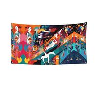 Bannière imprimée à l'aquarelle étrange - 177,8 x 88,9 cm - Bannière de fête de vacances de Noël - 180 x 90 cm