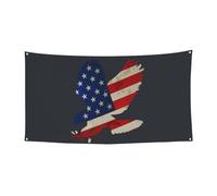 Bannière imprimée aigle américain et drapeau - Décoration à suspendre pour fête de Noël ou Halloween